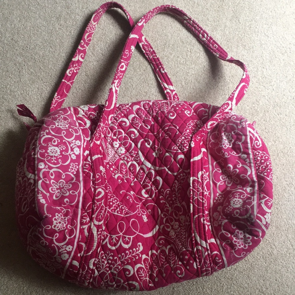 Vera Bradley Small Duffle Bag- twirly birds pink
